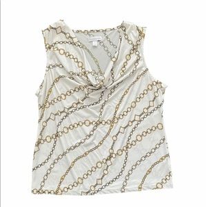 Charter Club Gold Chains Cowl Neck Cami Blouse Top
